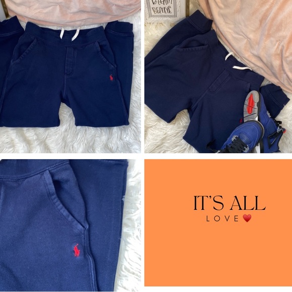 POLO RALPH LAUREN- boys blue sweatpants with pockets and drawstring. Size:10-12. - Picture 3 of 6